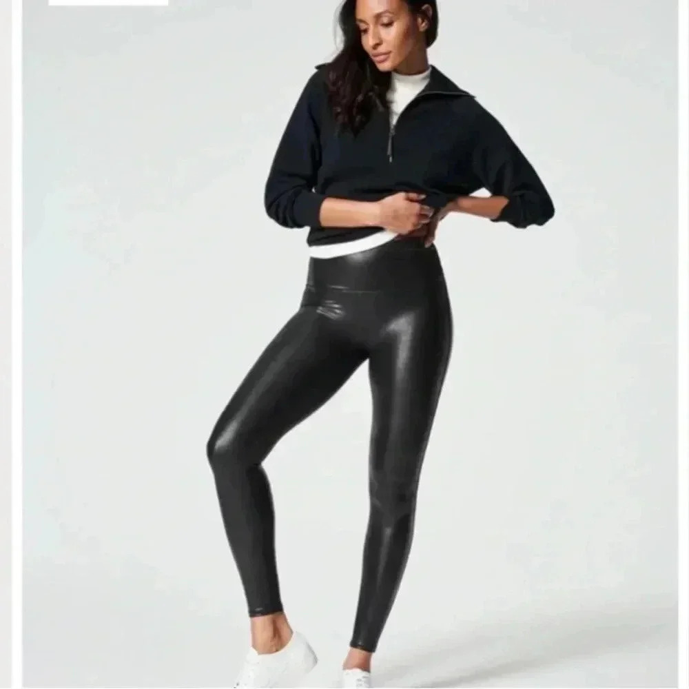 SPANX Faux leather Leggings Sz M
